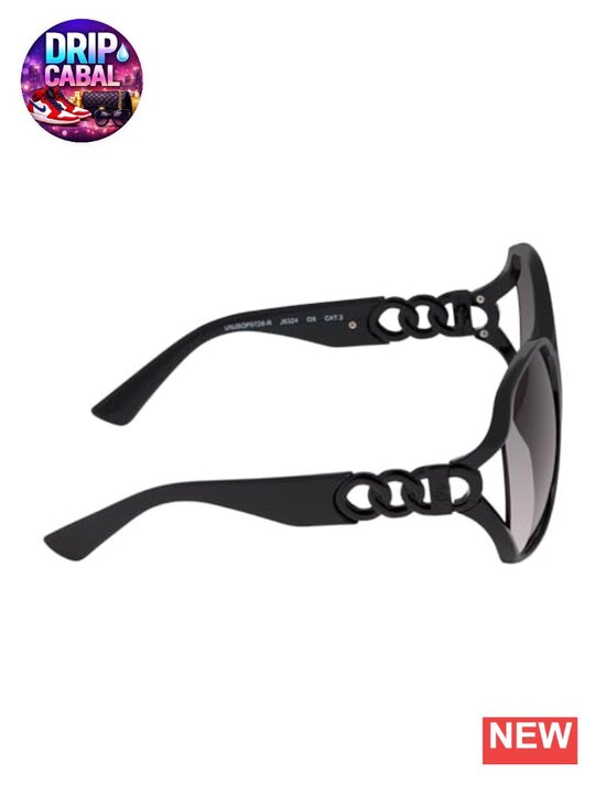Oversized Square Sunglasses with Chain Detail - 100% UV Protection